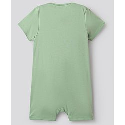 Bonfino 100% Cotton Half Sleeves  Rompers with Stripes & Animal Print Pack of 3 - Light Green & White