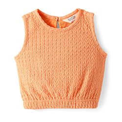 Bonfino Woven Sleeveless Textured Co-Ords Top & Shorts Set - Orange
