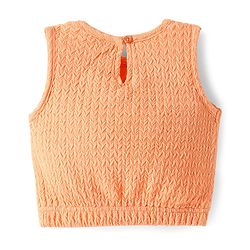 Bonfino Woven Sleeveless Textured Co-Ords Top & Shorts Set - Orange
