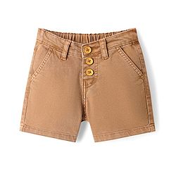 Bonfino Woven Knee Length Over Dyed Elasticated Shorts - Light Brown