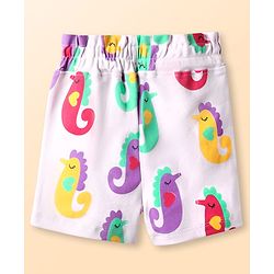Bonfino 100% Cotton Knit Shorts With Sea Horse Print Pack Of 3 - Blue Lavender & Pink