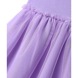 Bonfino 100% Cotton Knit Half Sleeves Dress with Hearts Embroidery - Lilac