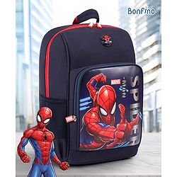 Bonfino Marvel 16 Inches Spiderman School Backpack|1 Main Compartment,1 Front Pocket,2 side Bottle Pockets|Water Resistant|Long lasting & Durable Zippers|For School & Outdoors|Blue