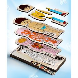 Bonfino Wooden Human Body 3D 5 Layer Matching Puzzle| Montessori Educational Toy| for Kids Age 3+ Years| Durable Non-Toxic Wood| Gifting Option| Human Anatomy & Internal Organs - 35 Pieces