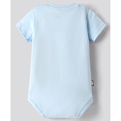 Bonfino 100% Cotton Half Sleeves Onesies With Animal Print Pack Of 3 - Light Blue White & Blue