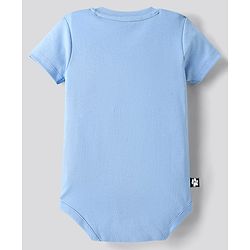 Bonfino 100% Cotton Half Sleeves Onesies With Animal Print Pack Of 3 - Light Blue White & Blue