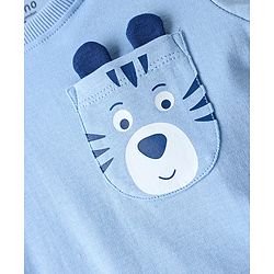 Bonfino 100% Cotton Half Sleeves Onesies With Animal Print Pack Of 3 - Light Blue White & Blue