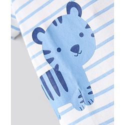 Bonfino 100% Cotton Half Sleeves Onesies With Animal Print Pack Of 3 - Light Blue White & Blue