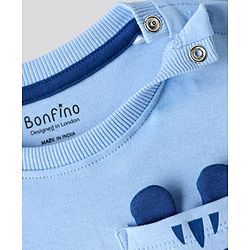 Bonfino 100% Cotton Half Sleeves Onesies With Animal Print Pack Of 3 - Light Blue White & Blue
