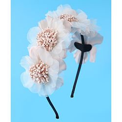 Bonfino Free Size Hair Band With Floral Applique - Beige