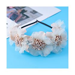 Bonfino Free Size Hair Band With Floral Applique - Beige