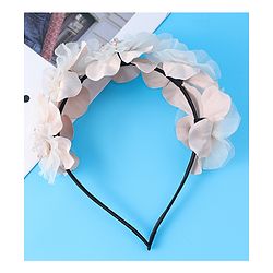 Bonfino Free Size Hair Band With Floral Applique - Beige