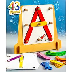 Bonfino Wooden Alpha Numeric Montessori Puzzle for Kids - 43 Pcs | Educational Toy For Kids | Memory, Focus, And Problem-Solving Ability | BIS Certified