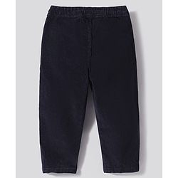 Bonfino Cotton Lycra Woven Full Length Solid Balloon Fit Corduroy Trouser - Navy Blue