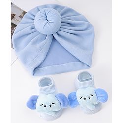Bonfino Combo Set of Headbands & Booties with Fox Applique - Blue