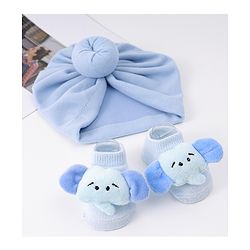 Bonfino Combo Set of Headbands & Booties with Fox Applique - Blue