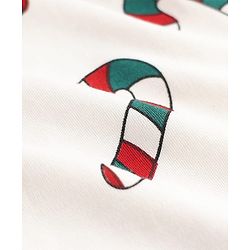 Bonfino 100% Cotton Knit Full Sleeves Sleepsuit With Stick Print - Ivory