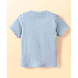 Bonfino 100% Cotton Knit Half Sleeves T-Shirt and Shorts Sets With Shark Print - Light Blue