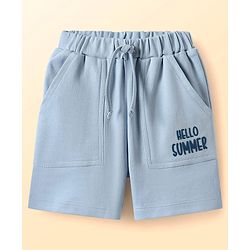 Bonfino 100% Cotton Knit Half Sleeves T-Shirt and Shorts Sets With Shark Print - Light Blue
