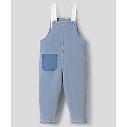 Bonfino Woven Sleeveless Dungaree with Patch Detail - Light Blue