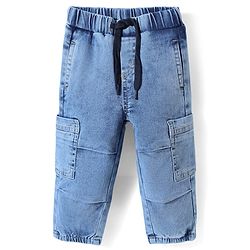 Bonfino Cotton Woven Full Length Washed Jeans - Light Blue