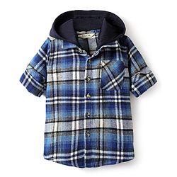 Bonfino Cotton Woven Full Sleeves Checks Shirt With Hood -Blue