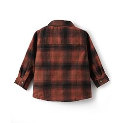 Bonfino Cotton Woven Full Sleeves Checks Shirt With Bear Applique - Brown
