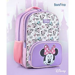 Bonfino Disney 16 Inches Minnie Backpack- Pink| Bottle Pockets| Water Resistant| Long lasting and Durable Zippers| Comfortable Back Cushion| Ideal for School, Travel and Outdoors