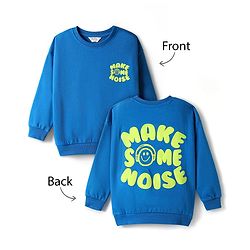 Bonfino 100% Cotton Knit Full Sleeves Sweatshirt With Front & Back Puff Print - Blue
