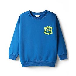 Bonfino 100% Cotton Knit Full Sleeves Sweatshirt With Front & Back Puff Print - Blue