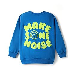 Bonfino 100% Cotton Knit Full Sleeves Sweatshirt With Front & Back Puff Print - Blue