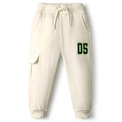 Bonfino 100% Cotton Fleece Knit Full Length Solid Trackpant with Cargo Pockets Pack of 2 - Grey & Off White