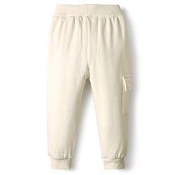 Bonfino 100% Cotton Fleece Knit Full Length Solid Trackpant with Cargo Pockets Pack of 2 - Grey & Off White