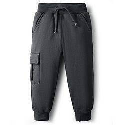 Bonfino 100% Cotton Fleece Knit Full Length Solid Trackpant with Cargo Pockets Pack of 2 - Grey & Off White