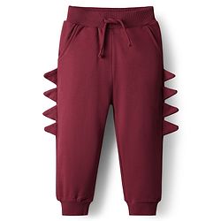 Bonfino 100% Cotton Knit Solid Colour Lounge Pants With 3D Spikes Pack Of 2 - Black & Maroon