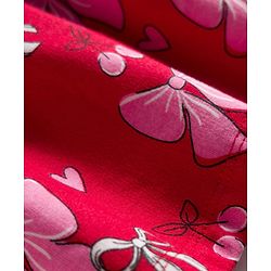 Bonfino 100% Cotton French Terry Knit Full Sleeves Oversized Winter Frock with Bow & Heart Print - Red
