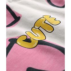 Bonfino 100% Cotton Knit Full Sleeves Oversized Sweatshirt With Heart Print - Ivory