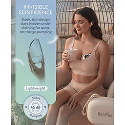 Bonfino Wearable Electric Breast Pump with 4 Operating Modes| 285mmHg Hospital-Grade Suction| 10 Suction Levels| Quiet & Discreet| Leak Proof| 180ml| 150mins In Single Charge| USB Charging|Trendy Case