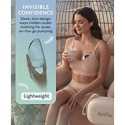 Bonfino Wearable Electric Breast Pump with 4 Operating Modes| 285mmHg Hospital-Grade Suction| 10 Suction Levels| Quiet & Discreet| Leak Proof| 180ml| 150mins In Single Charge| USB Charging|Trendy Case