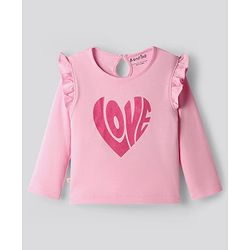 Bonfino 100% Cotton Knit Full Sleeves T-Shirts with Heart & Rainbow Print and Frill Detailing Pack of 3 - Yellow Pink & White