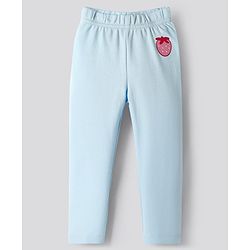 Bonfino Cotton Knit Full Length Leggings With Tropical Theme Print Pack Of 3 - White Red & Light Blue