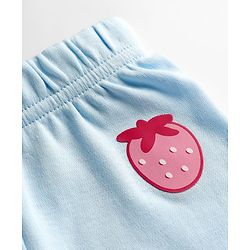 Bonfino Cotton Knit Full Length Leggings With Tropical Theme Print Pack Of 3 - White Red & Light Blue