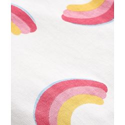 Bonfino 100% Cotton Knit Full Sleeves Romper With Rainbow Print - White