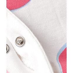 Bonfino 100% Cotton Knit Full Sleeves Romper With Rainbow Print - White
