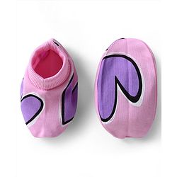 Bonfino 100% Cotton Knit Cap Mittens & Booties With Heart Print Pink - Diameter 11.5 cm