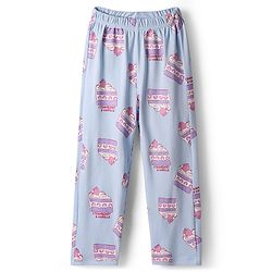 Bonfino 100% Cotton Full Sleeves Co-Ord Night Suit With Cake Slice Print - Blue