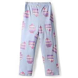 Bonfino 100% Cotton Full Sleeves Co-Ord Night Suit With Cake Slice Print - Blue