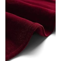 Bonfino Woven Full Sleeves Solid Color Peter Pan Collar Valour Party Dress with Stockings & Bow Applique - Maroon