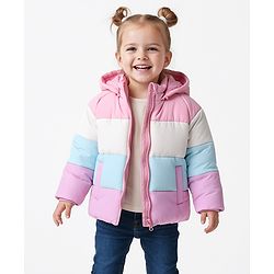 Bonfino Woven Full Raglan Sleeves Padded Hooded Jackets With Colour Block Design - Pink