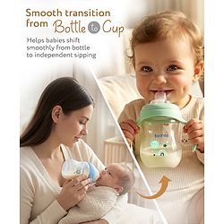 Bonfino My First Grip & Sip Cup 150ml - Blue| 6 Months+| Soft Spout Tritan Sipper| Spill-Proof Training Cup| Gentle on Gums| Easy-Grip Handles| Smooth Controlled Flow| Travel-Friendly| Measuring Scale